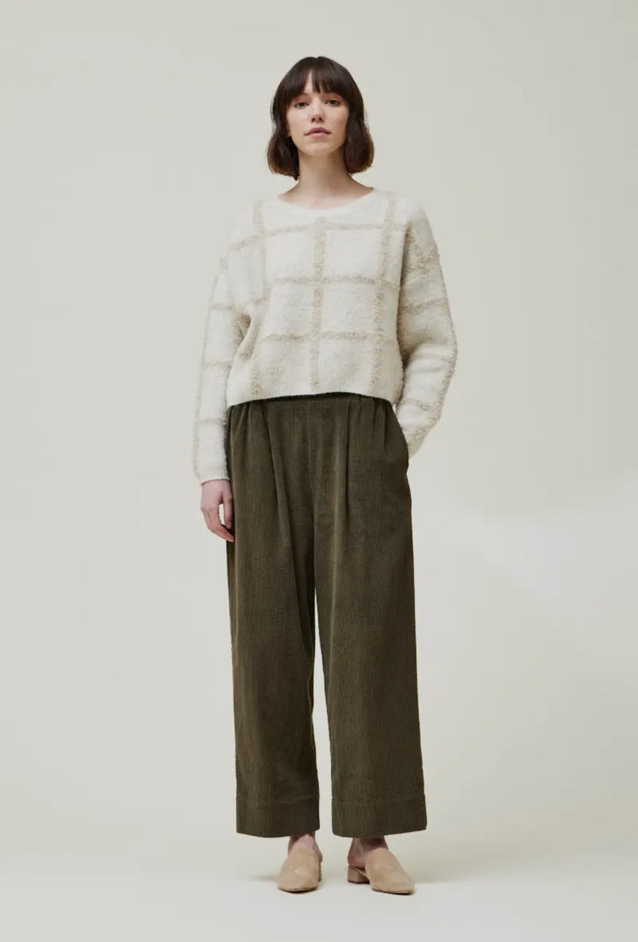 Windowpane Sweater- Cream