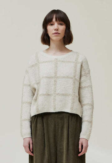 Windowpane Sweater- Cream