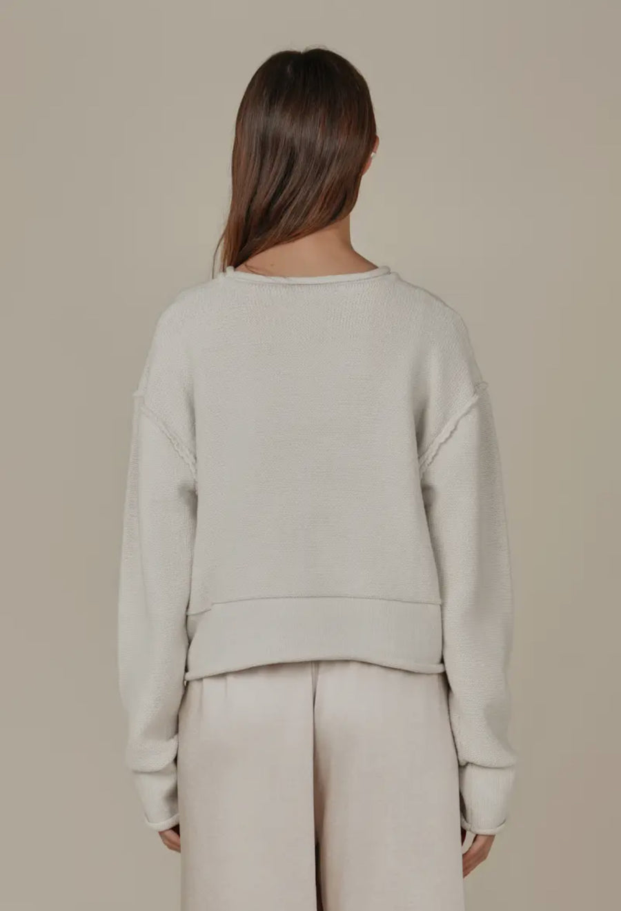 Rolled Edge Sweater-Ivory