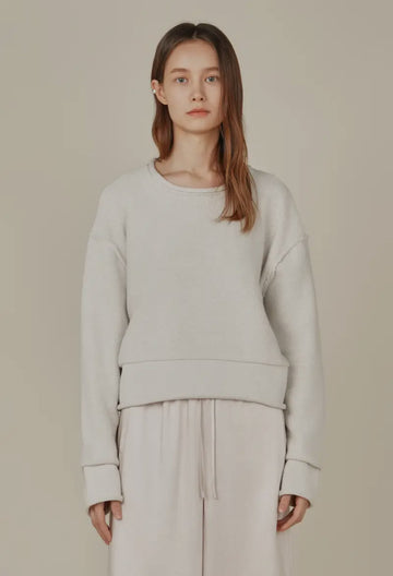 Rolled Edge Sweater-Ivory