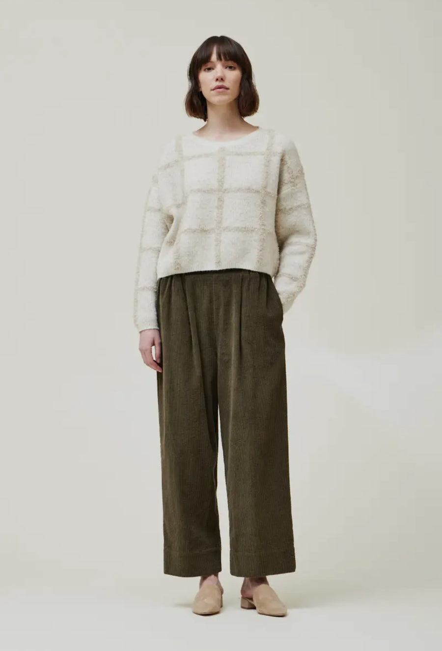 Cord Lantern Pants- Olive