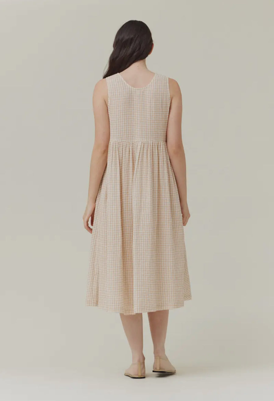 Easy Gingham Dress- Natural