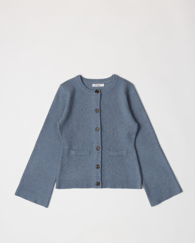 Flared Sleeve Cardigan- Medium Blue