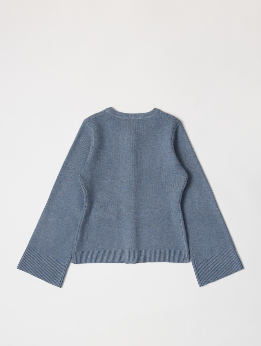 Flared Sleeve Cardigan- Medium Blue