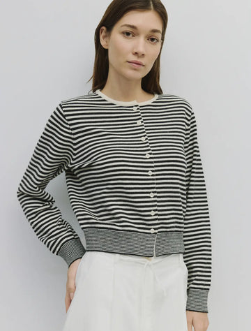 Stripe Cardigan- Black/White