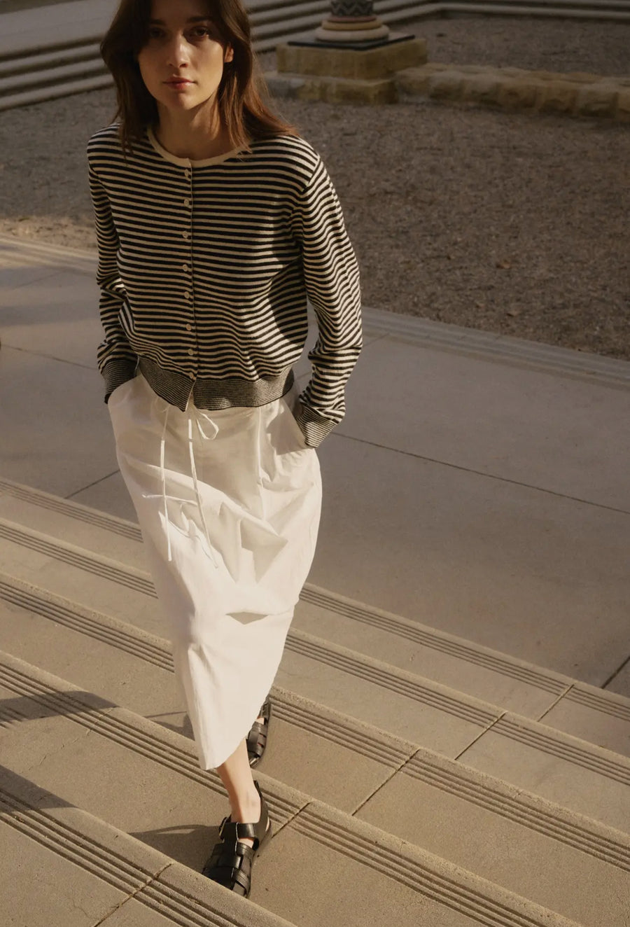 Stripe Cardigan- Black/White