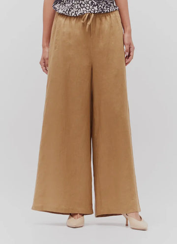 Drawstring Linen Pants- Honey Brown