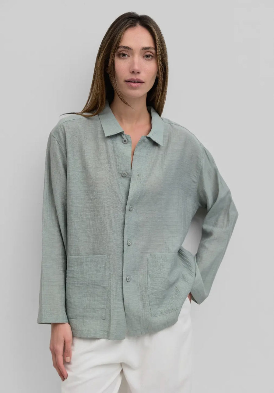 Cotton Blend Shirt- Sage