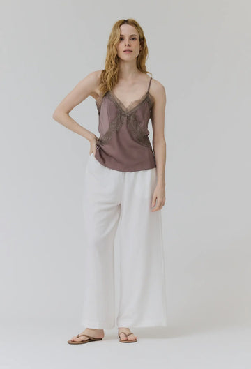 Lace Satin Tank- Dusty Orchid