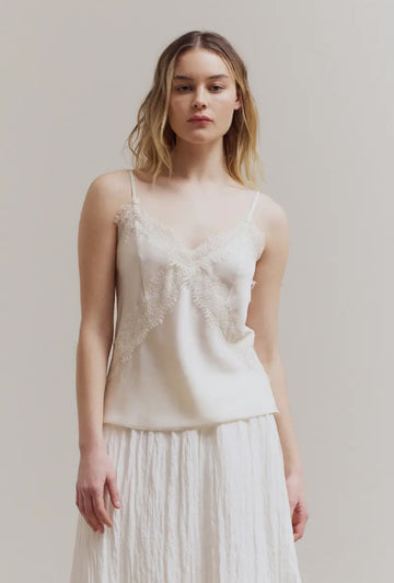 Lace Satin Tank- Ivory