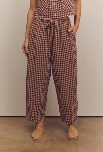 Gingham Pants- Brick