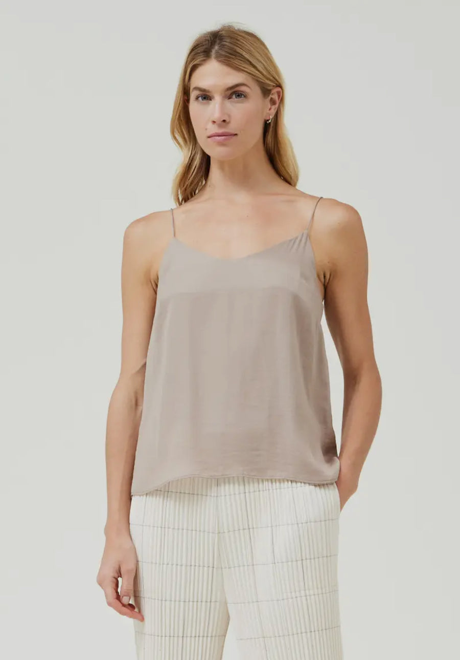 Satin Tank- Desert Taupe