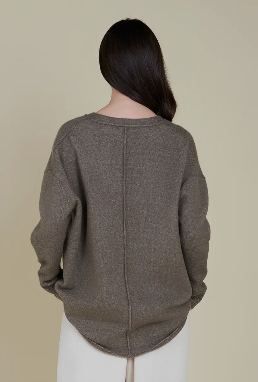 High Low Cardigan- Field Grey