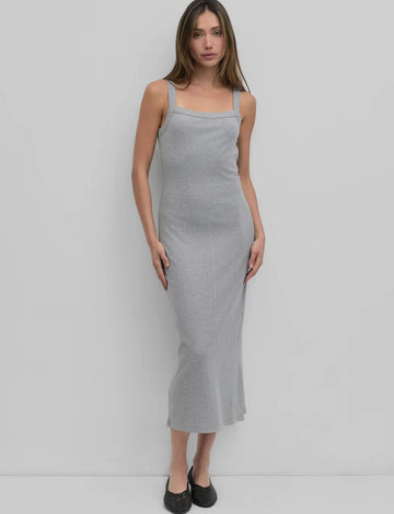 Square Neck Tank Dress- Heather Grey