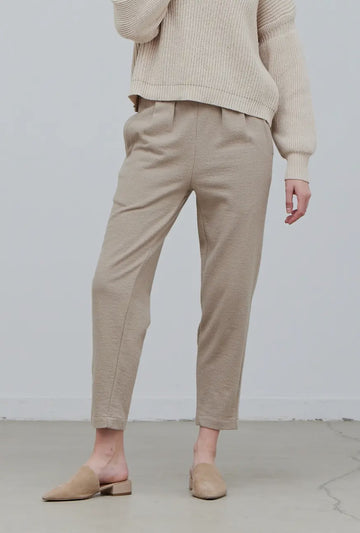 Tapered Cotton Knit Pants- Dune