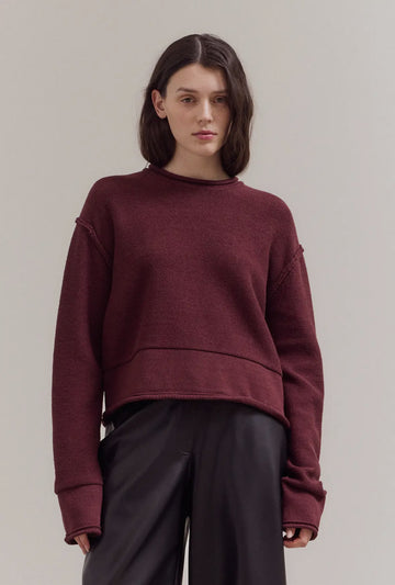 Rolled Edge Sweater- Wine