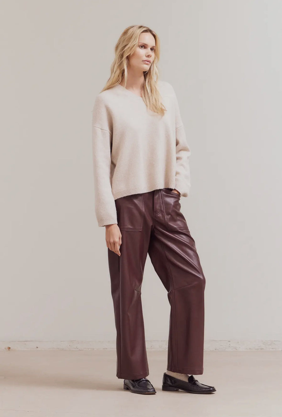 V-Neck Sweater- Cream