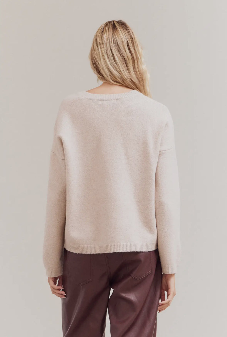 V-Neck Sweater- Cream
