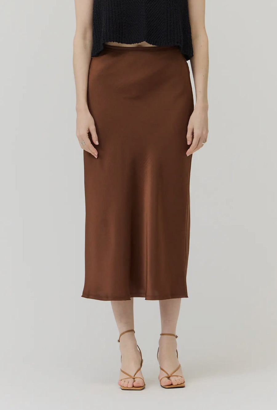 Fall Satin Skirt- Chocolate