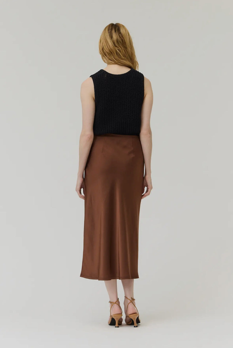 Fall Satin Skirt- Chocolate