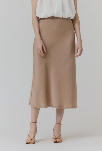 Fall Satin Skirt- Latte