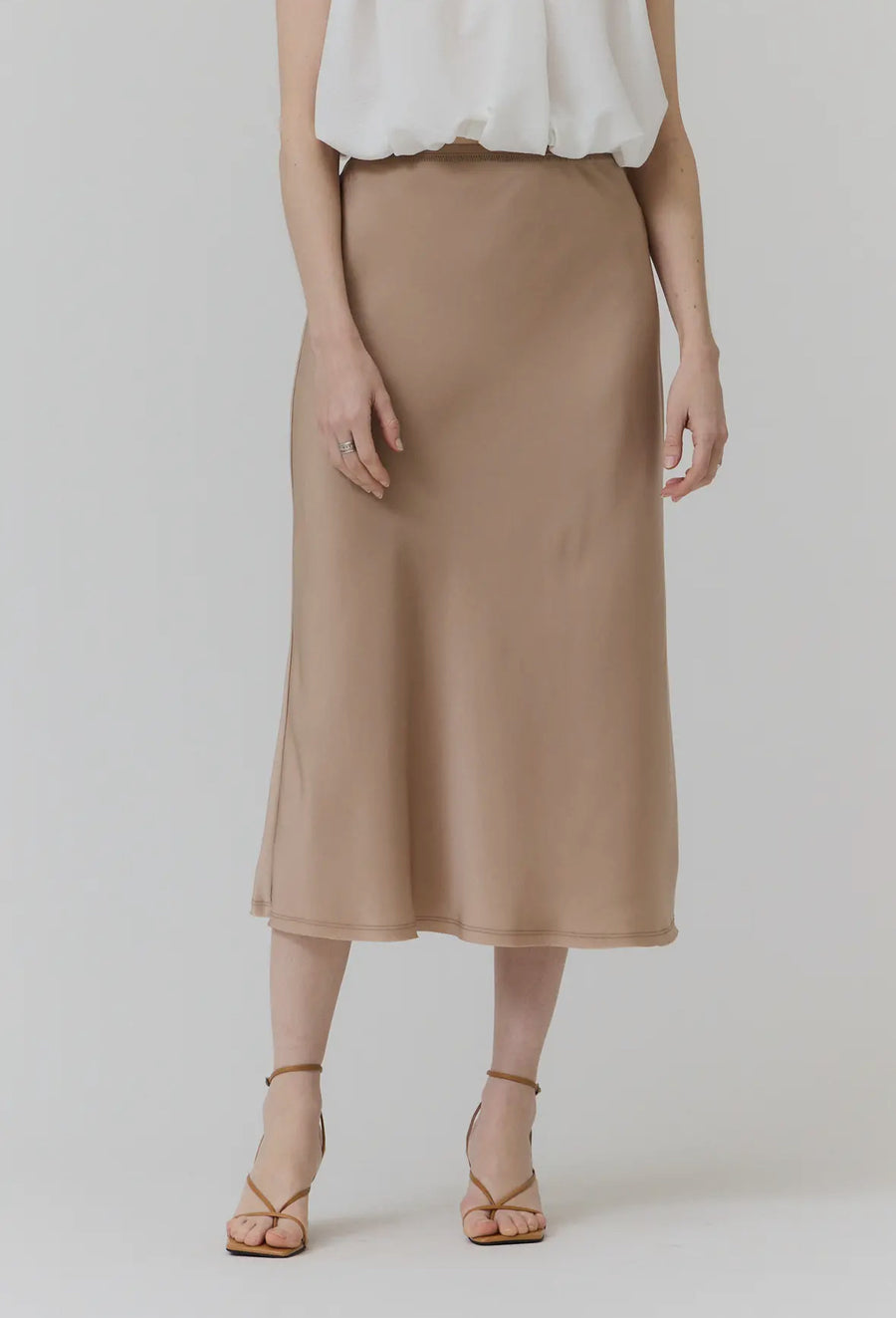 Fall Satin Skirt- Latte