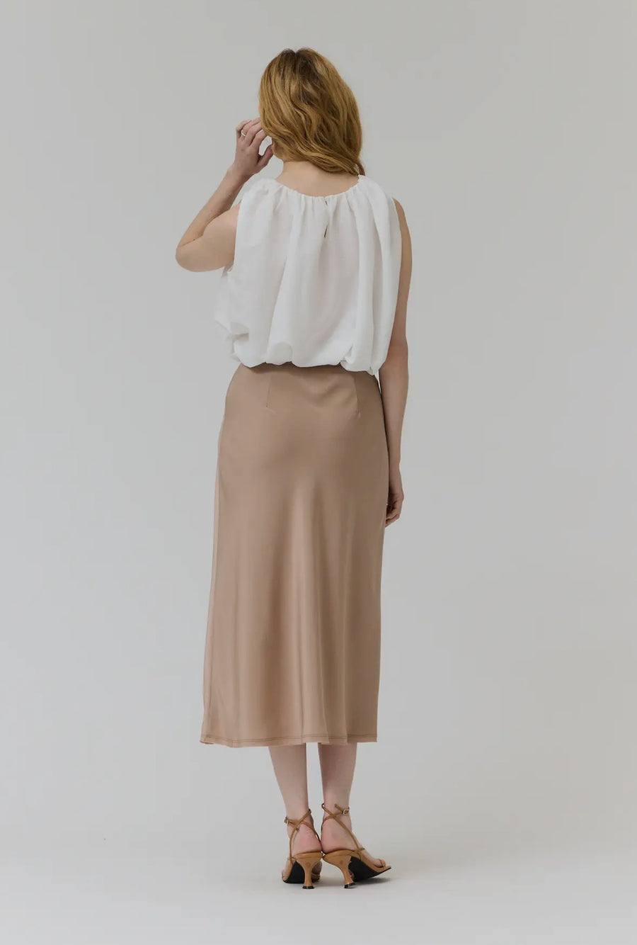 Fall Satin Skirt- Latte