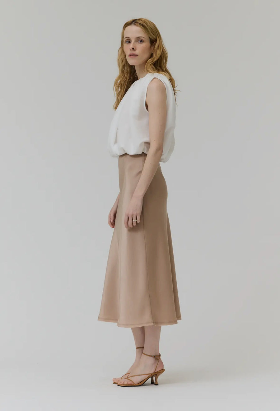 Fall Satin Skirt- Latte