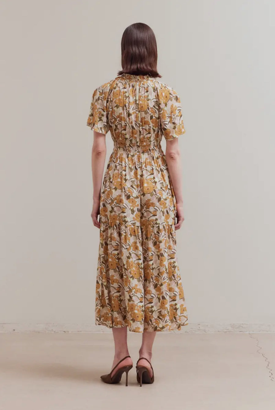 Floral Satin Dress- Orange Bloom