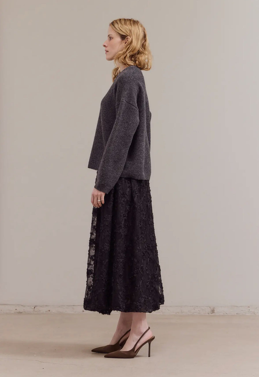 V-Neck Sweater- Charcoal