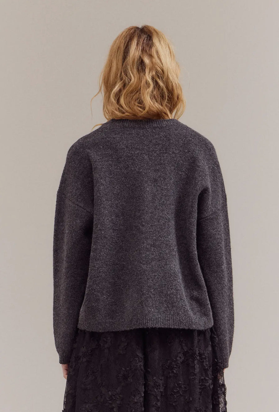 V-Neck Sweater- Charcoal