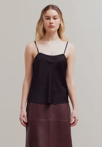New Satin Tank- Black