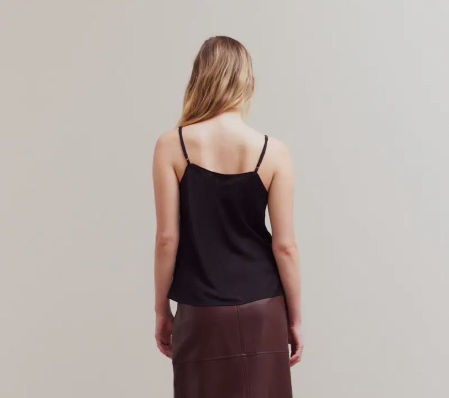 New Satin Tank- Black