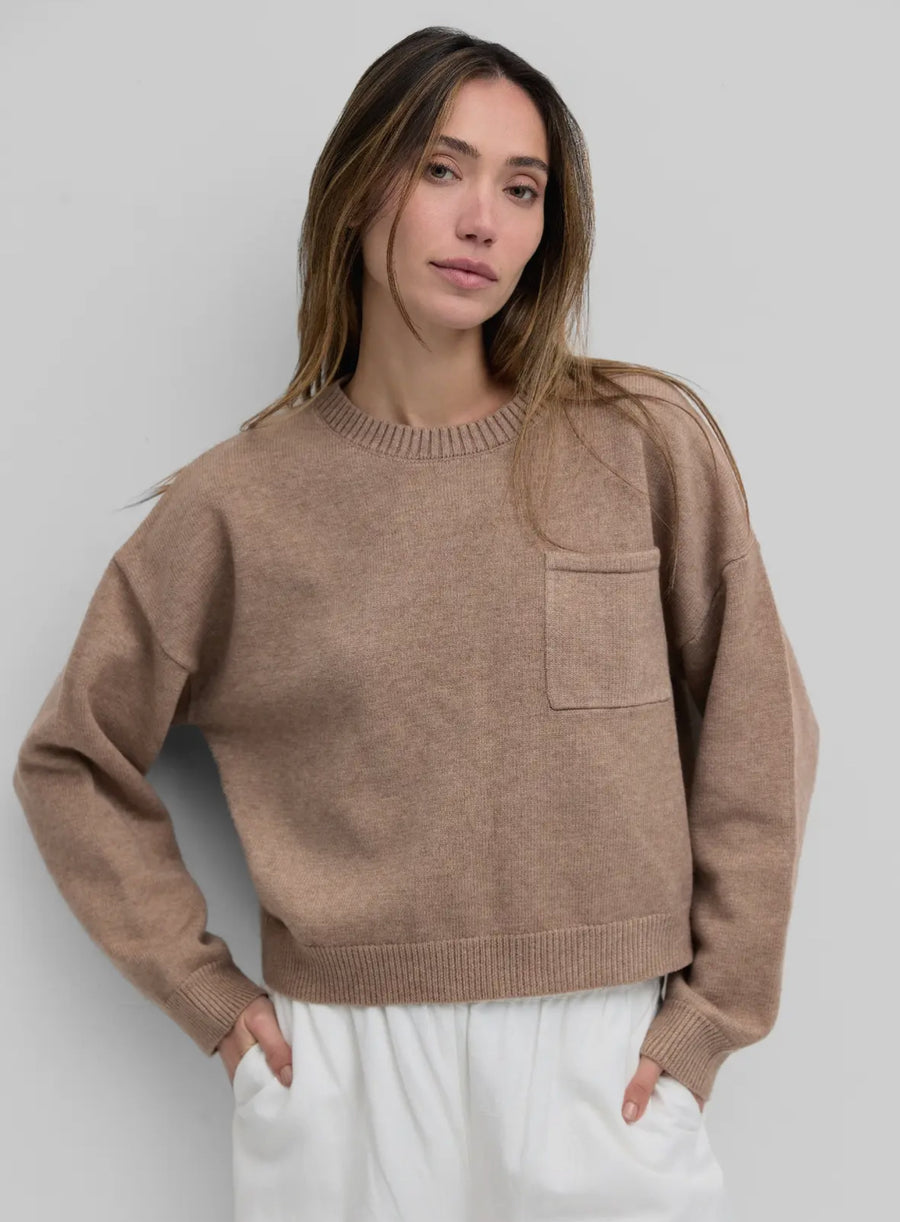 Pocket Pullover Sweater- Latte