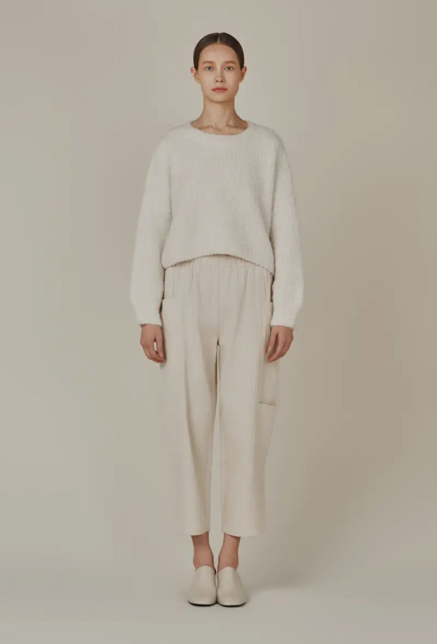 Fuzzy Pullover Sweater- Ivory