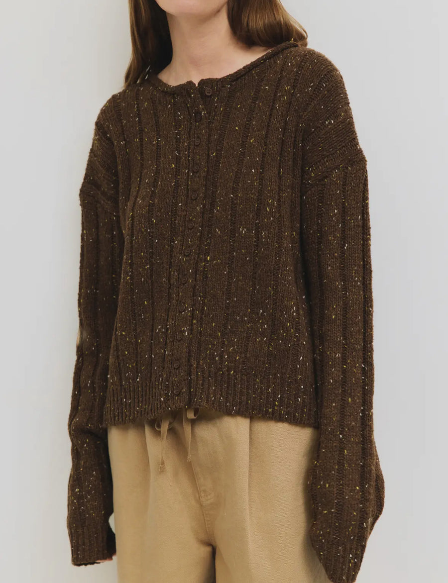 Speckled Cardigan- Chocolate