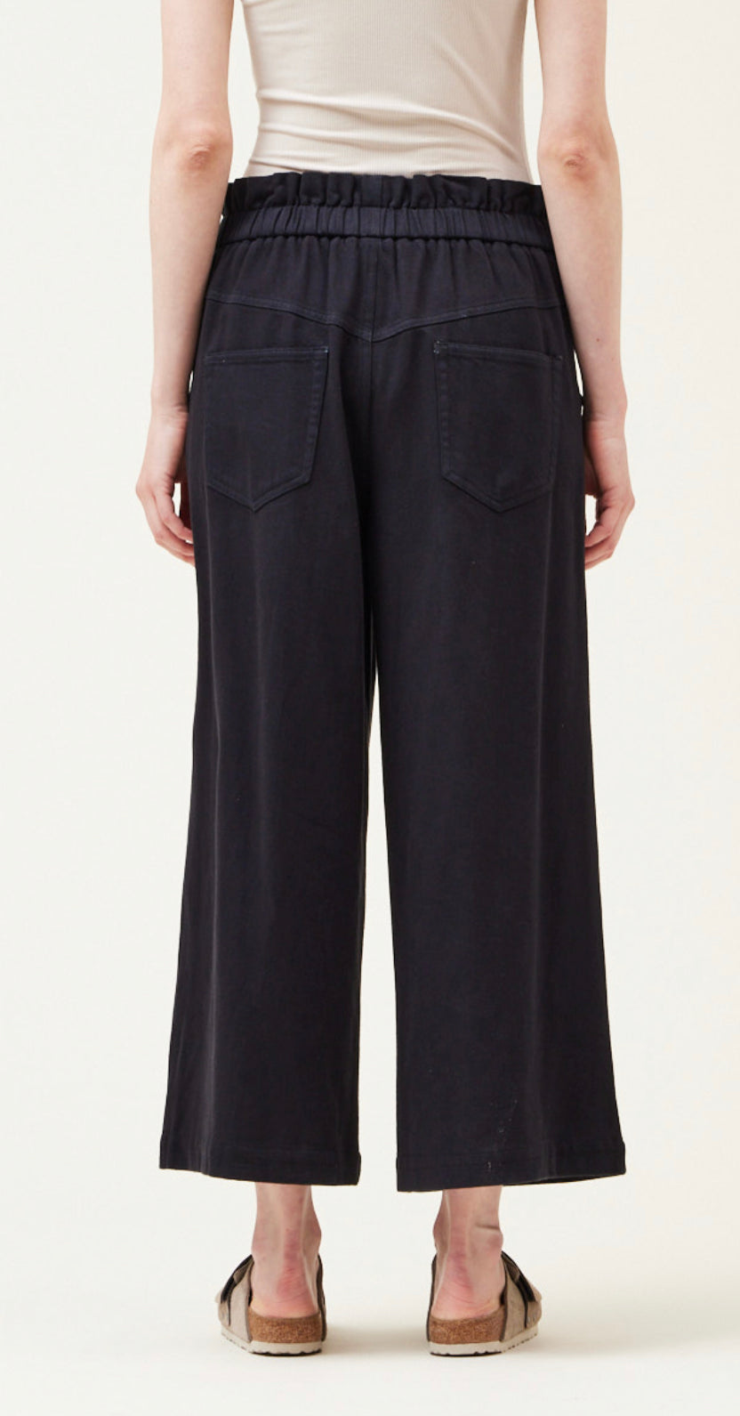 Cotton Blend Twill Pants- Faded Black