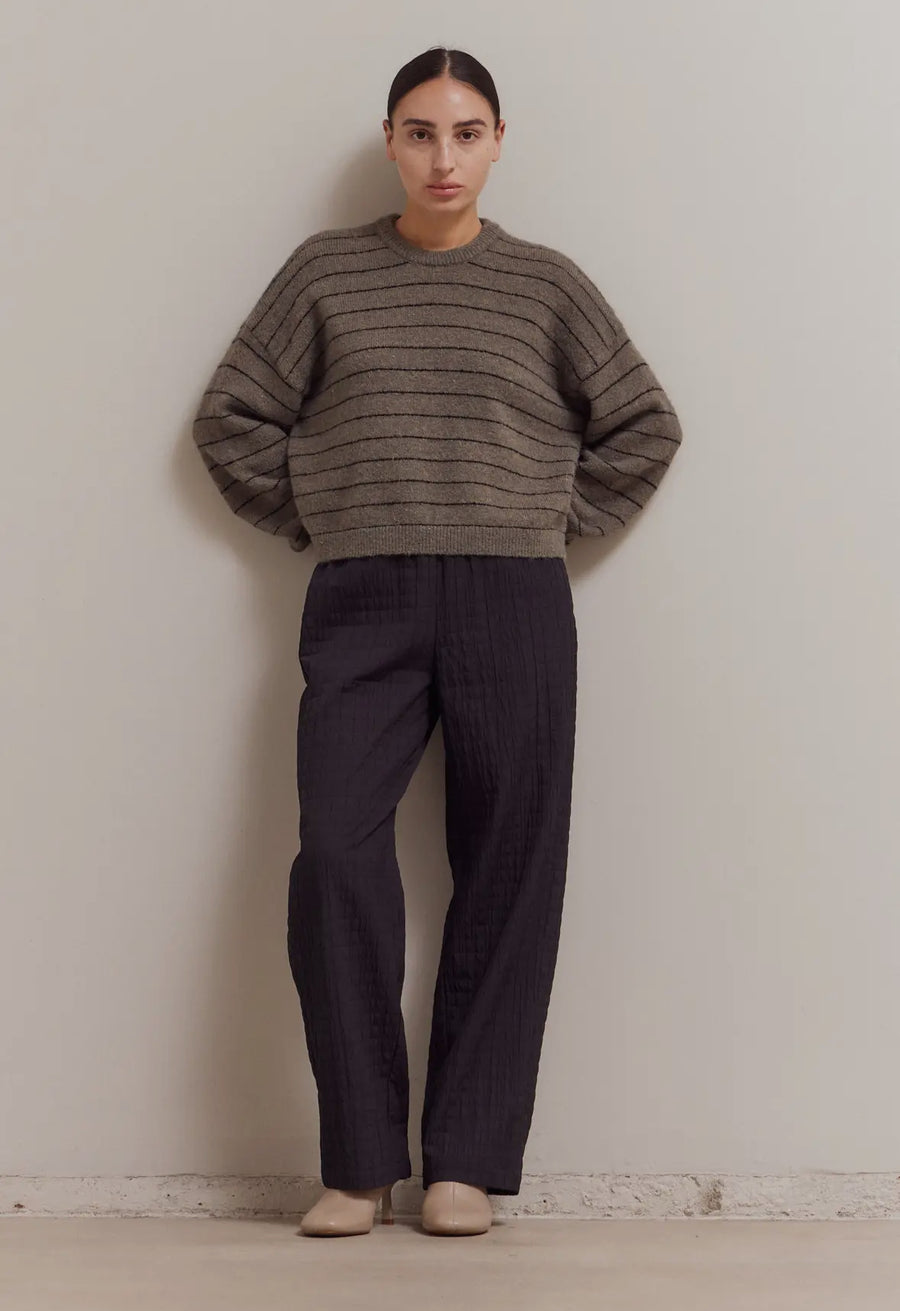 Stripe Speckled Sweater- Grey