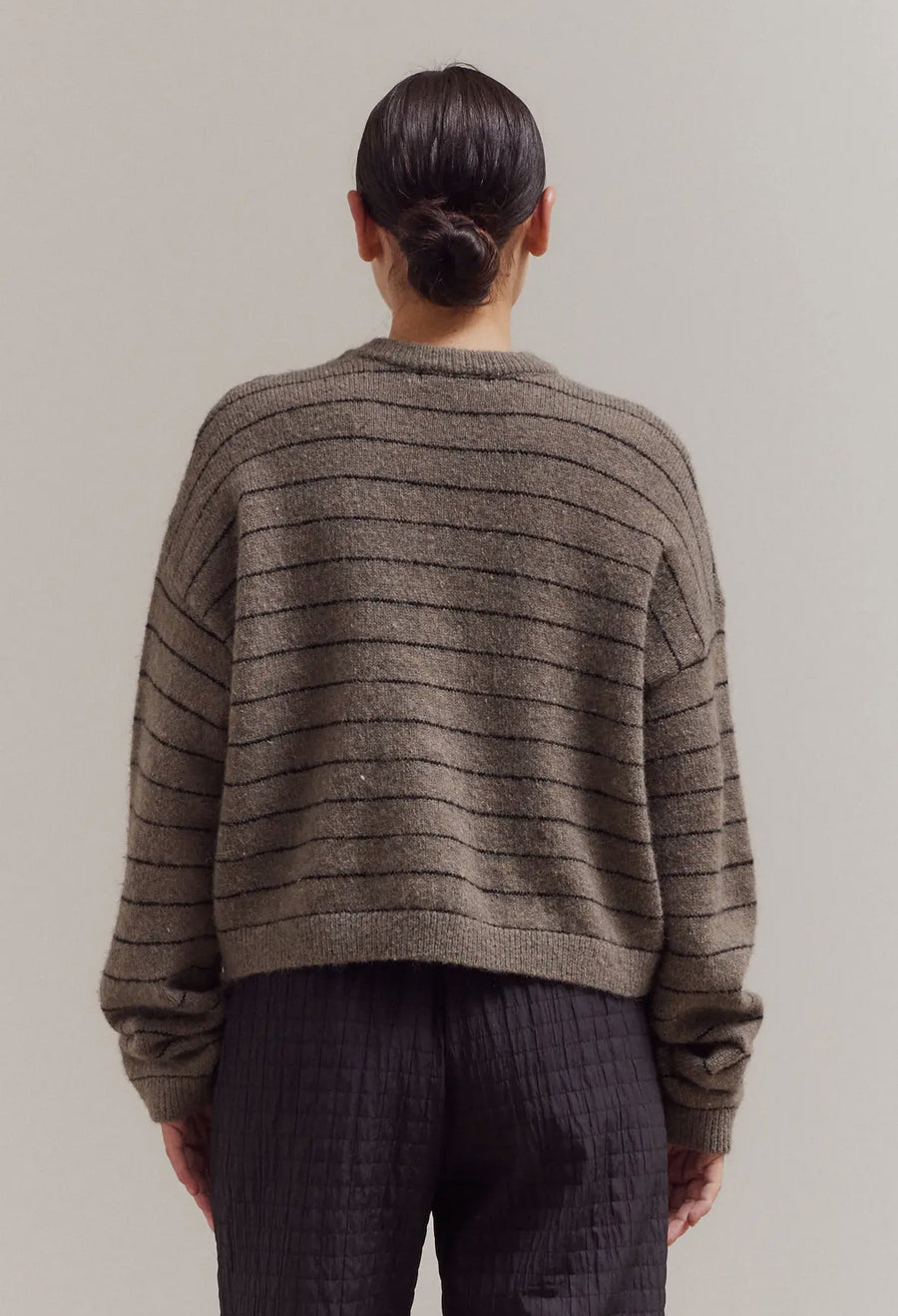 Stripe Speckled Sweater- Grey