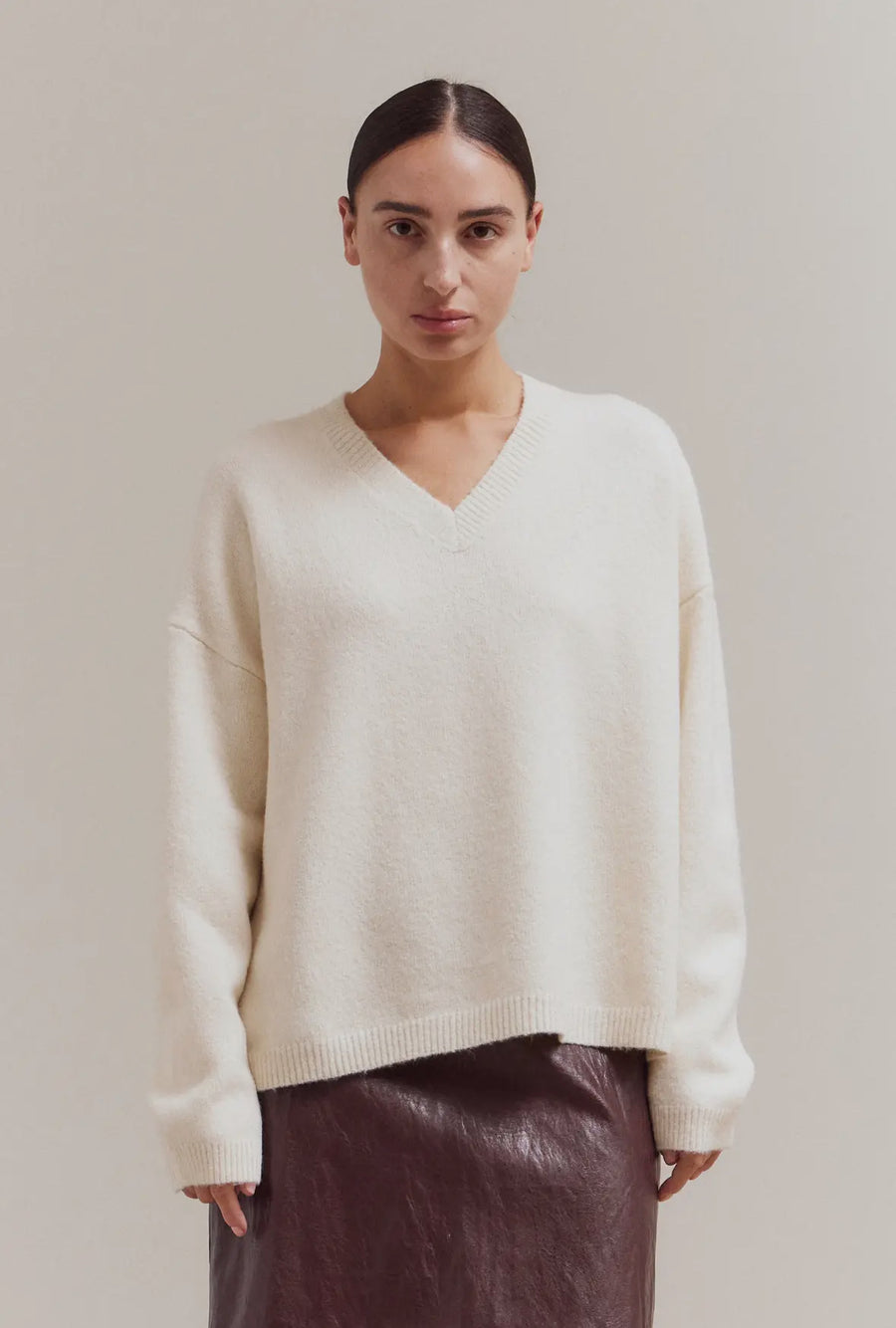 V-Neck Sweater- Ivory