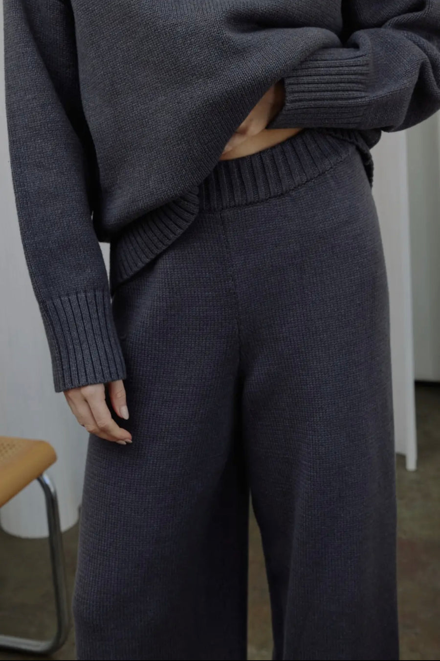 Sweater Knit Pants- Charcoal