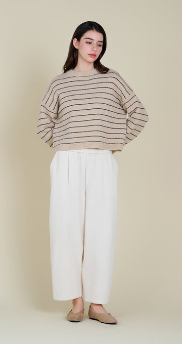 Stripe Pullover- Camel