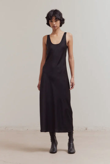 Satin Tank Dress- Black