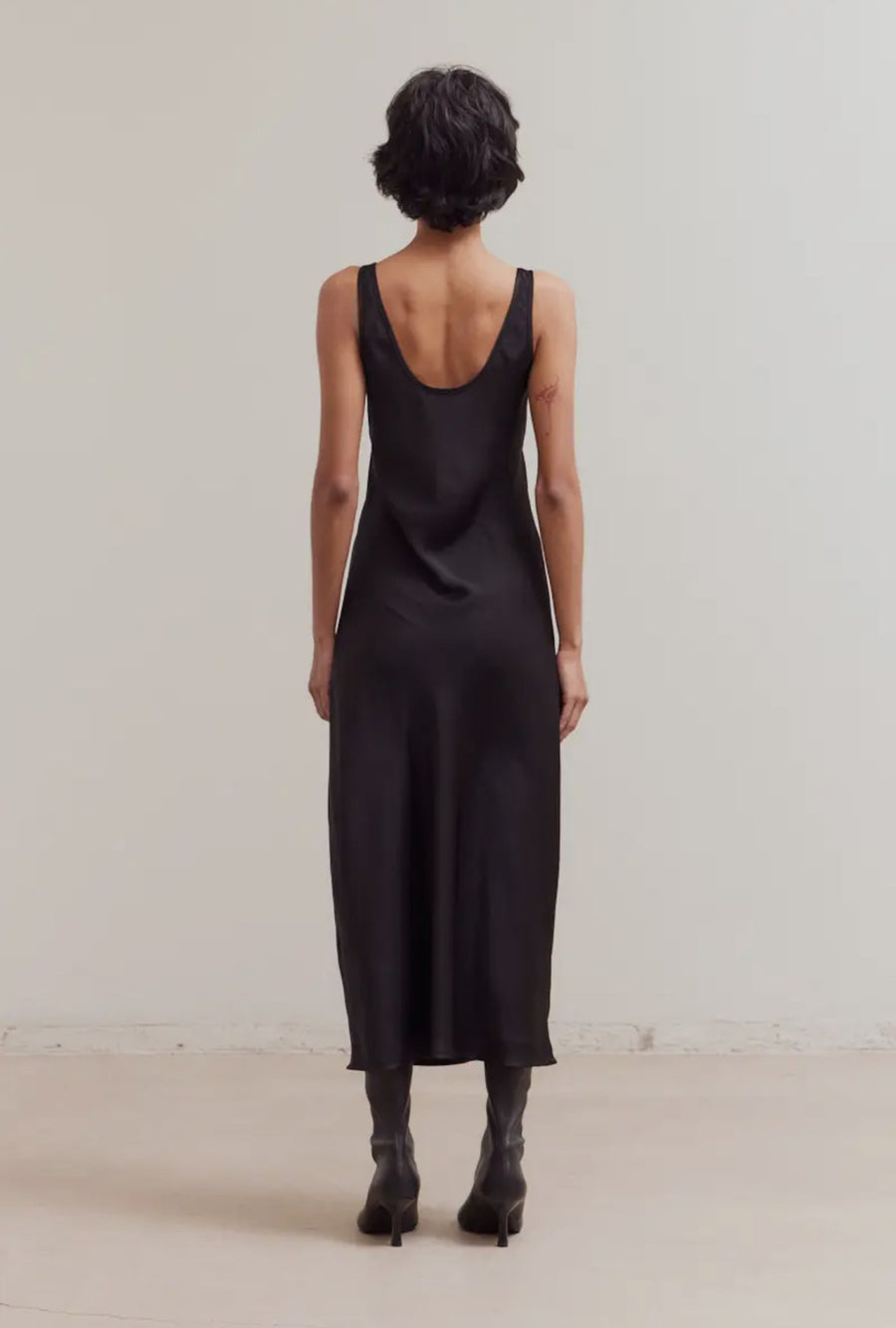 Satin Tank Dress- Black