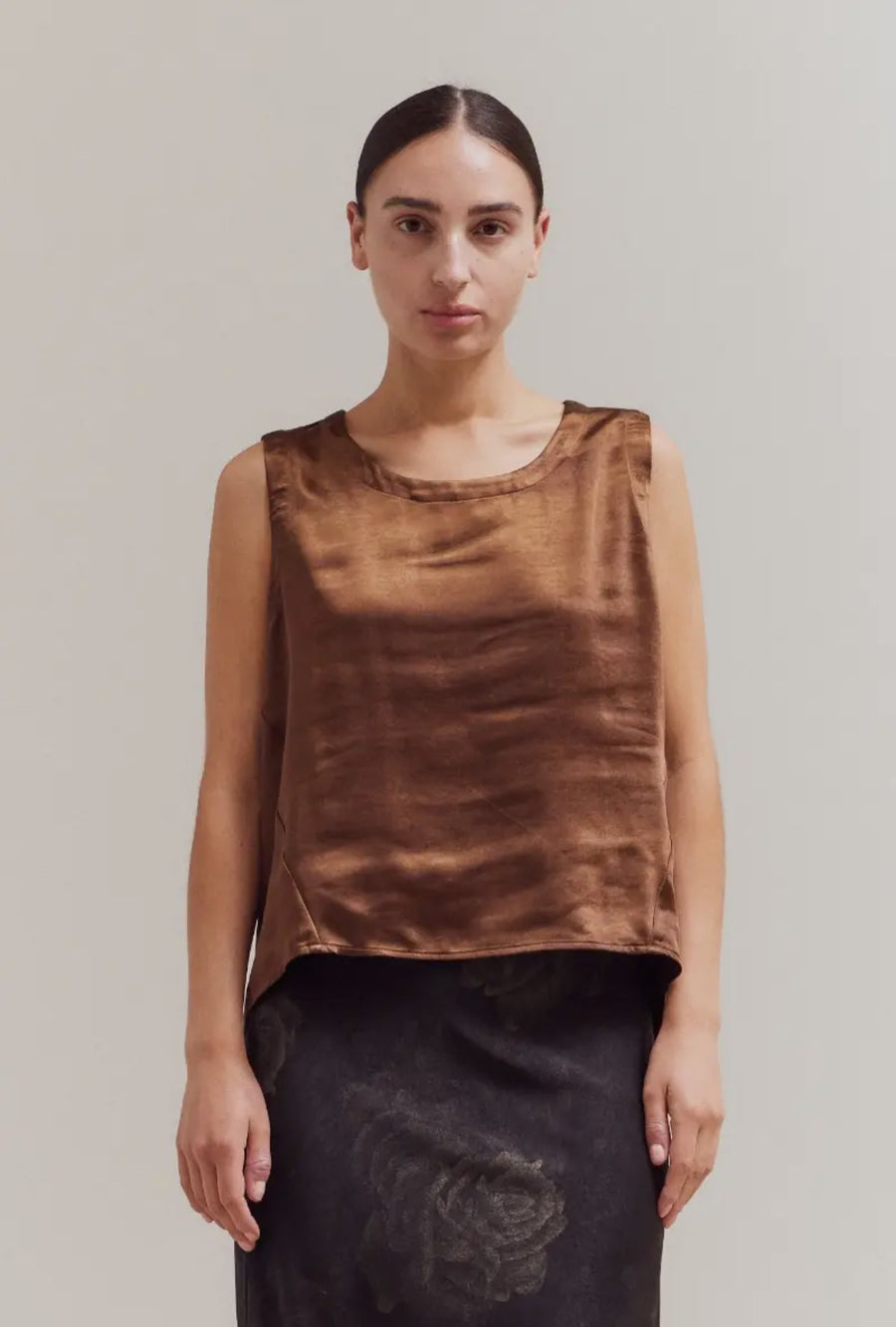 Thick Satin Tank- Amber