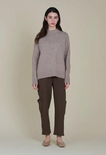 Solid Mockneck Sweater- Umber