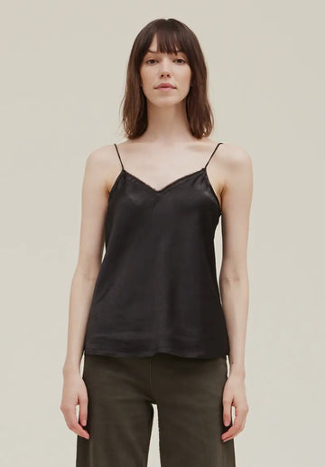 Thick Satin Tank- Black