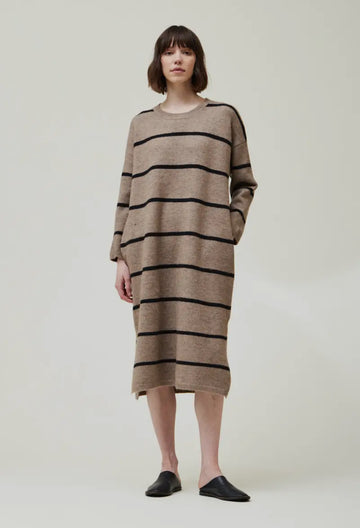 Stripe Sweater Dress- Umber