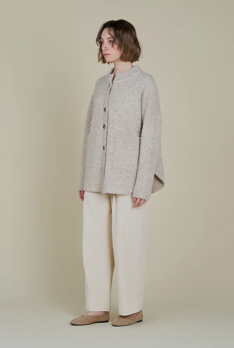 Boucle Shirt Jacket- Oat