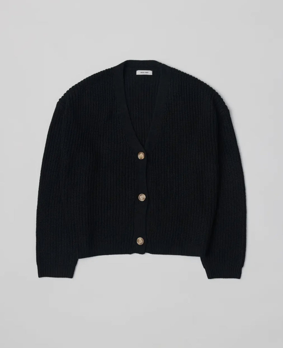 Fisherman Cardigan- Black